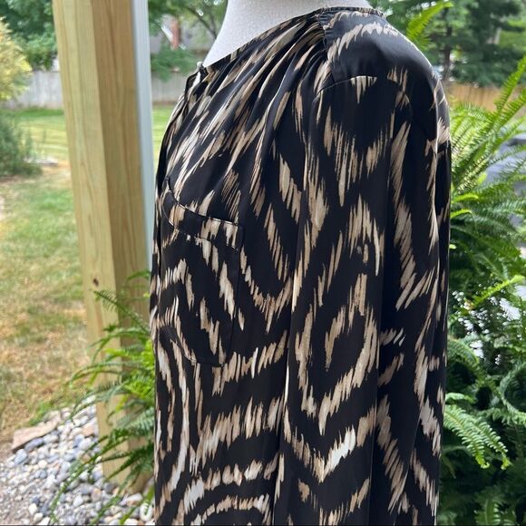 PLUS SIZE Liz Claiborne Blouse Brown Cream & White size 2X - Picture 4 of 9